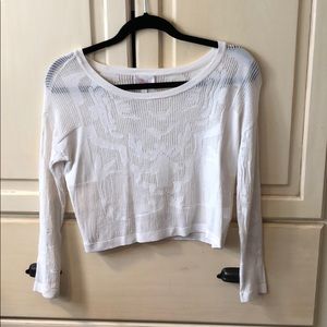 Parker white netted long sleeve crop top